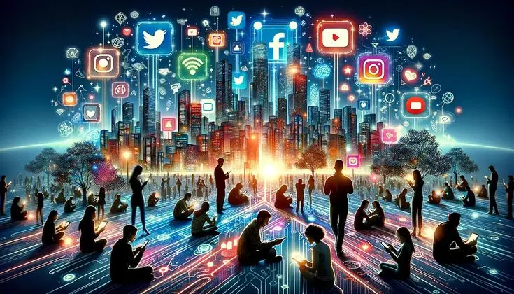 image generated by ai of people use social media by best digital marketing strategist in kottayam